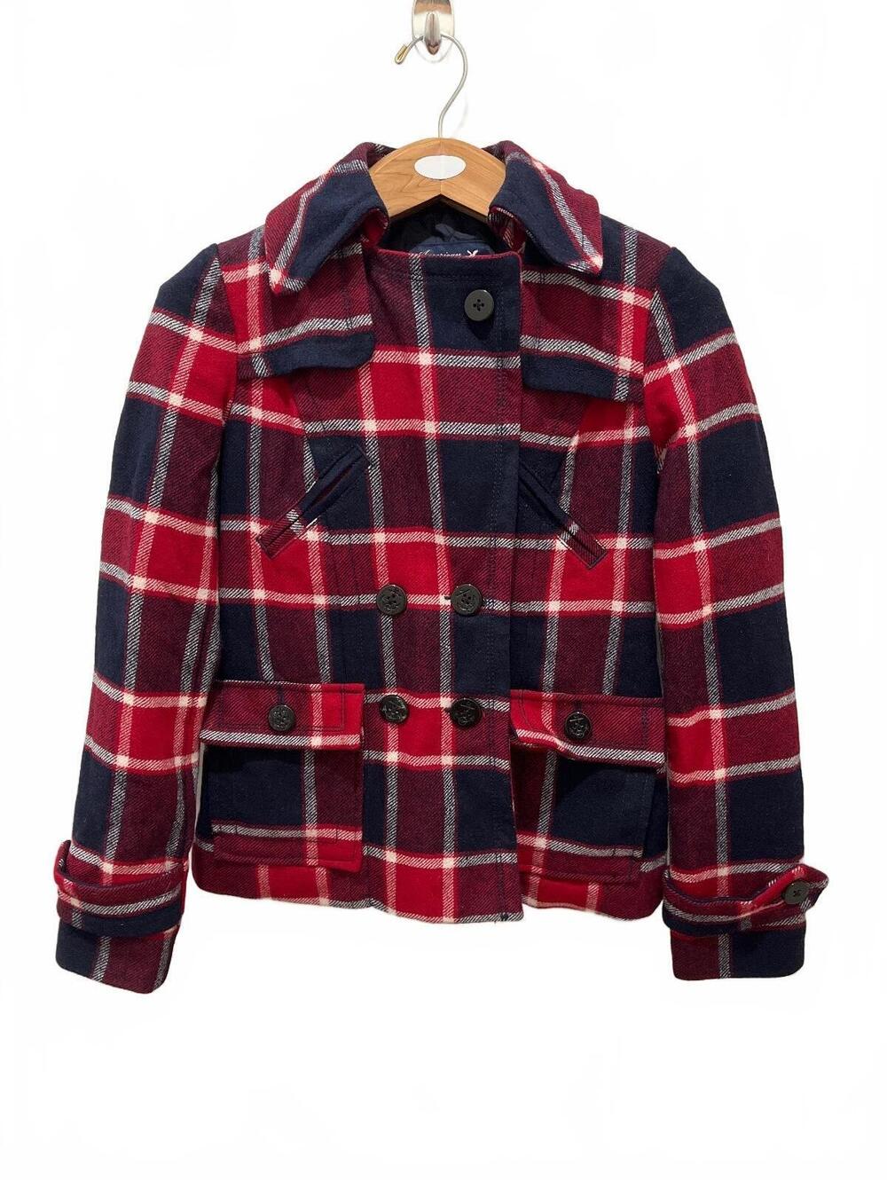 American Eagle Outfitters Women’s Plaid Wool Blend Pea Coat Size S